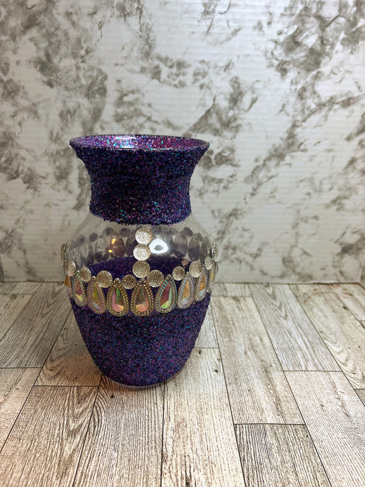 Glittery purple vase